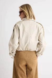 TRENDYOLMİLLA Stone Oversized Pattern High Neck Soft Faux Leather Jacket Coat - Image 5