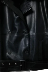 TRENDYOLMİLLA Black Oversized Pattern Fur Collar Biker Jacket Coat - Image 11