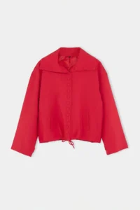 TRENDYOLMİLLA Red High Neck buttoned Oversized Pattern Coat - Image 8