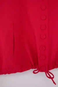 TRENDYOLMİLLA Red High Neck buttoned Oversized Pattern Coat - Image 9