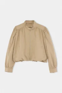 TRENDYOLMİLLA Beige Regular Pattern Balloon Sleeve Thin Jacket Coat - Image 6