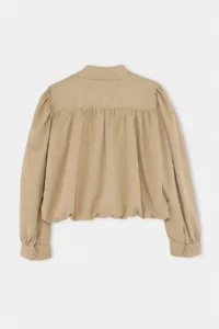 TRENDYOLMİLLA Beige Regular Pattern Balloon Sleeve Thin Jacket Coat - Image 9