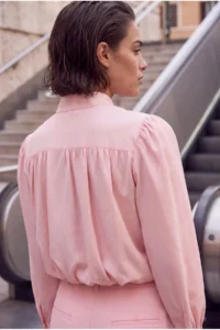 TRENDYOLMİLLA Light PINK Regular Pattern Balloon Sleeve Thin Jacket Coat - Image 3
