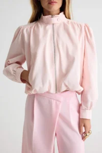 TRENDYOLMİLLA Light PINK Regular Pattern Balloon Sleeve Thin Jacket Coat - Image 6