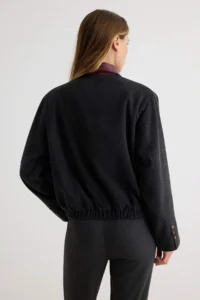 TRENDYOLMİLLA Anthracite Faux Leather Collared Bowl Jacket Coat - Image 5