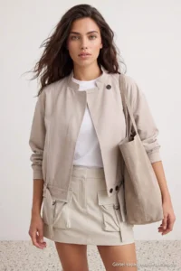 TRENDYOLMİLLA Ecru Oversized Pattern Cotton tied up Jacket Coat - Image 2
