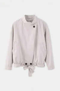 TRENDYOLMİLLA Ecru Oversized Pattern Cotton tied up Jacket Coat - Image 6