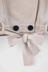 TRENDYOLMİLLA Ecru Oversized Pattern Cotton tied up Jacket Coat - Image 7