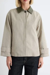 TRENDYOLMİLLA Stone Oversized Pattern Plaid Contrast Collar Coat - Image 4