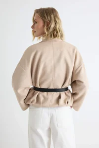 TRENDYOLMİLLA Mink Oversized Pattern Arched Suede Bomber Jacket Coat - Image 8