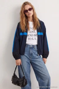 TRENDYOLMİLLA NAVY BLUE Oversized Pattern Color Bloklu Summer Coat - Image 3
