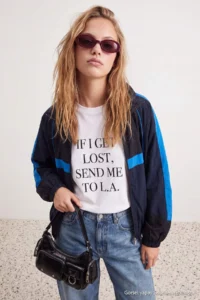 TRENDYOLMİLLA NAVY BLUE Oversized Pattern Color Bloklu Summer Coat - Image 4