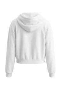 TRENDYOLMİLLA WHITE Plain Regular Hooded Drop Sleeve LONG Crop 3 Yarn Brushed Knitting Sweatshirt - Image 7