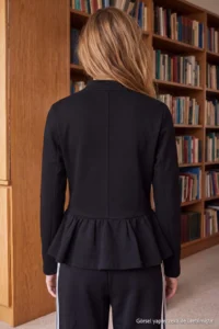 TRENDYOLMİLLA Black Thick Fleece Inside Button Detailed High Neck peplum Regular Pattern Knitting Sweatshirt - Image 3