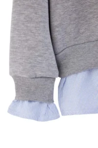 TRENDYOLMİLLA Gray Melange Fleece Inside Hooded Weaving Detailed Oversized/Wide Pattern Knitting Sweatshirt - Image 6