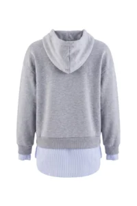 TRENDYOLMİLLA Gray Melange Fleece Inside Hooded Weaving Detailed Oversized/Wide Pattern Knitting Sweatshirt - Image 7