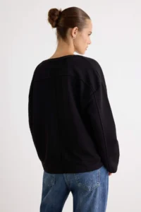 TRENDYOLMİLLA Black Thick Collar Detailed Oversized/Wide Cut Drop Sleeve Knitting Sweatshirt - Image 4