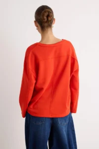 TRENDYOLMİLLA Red Thick Collar Detailed Oversized/Wide Cut Drop Sleeve Knitting Sweatshirt - Image 4
