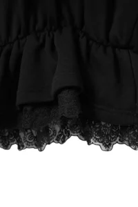 TRENDYOLMİLLA Black Thick peplum Lace Detailed Hooded Long Sleeve Knitting Sweatshirt - Image 5