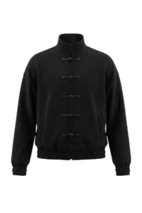 TRENDYOLMİLLA Black Thick Inside Fleece Oversized High Neck China buttoned Zippered Knitting Cardigan/Sweatshirt - Image 5