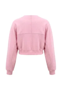 TRENDYOLMİLLA Light PINK Thick Bolero Pattern Bat Arm Oversized Super Crop Knitting Sweatshirt - Image 3