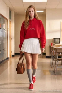 TRENDYOLMİLLA Red Thick Embroidered Sleeve with pocket Hooded buttoned Crop Knitting Sweatshirt