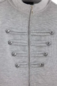 TRENDYOLMİLLA Gray Melange Zippered  Button Detailed Regular Pattern Knitting Cardigan/Sweatshirt - Image 2
