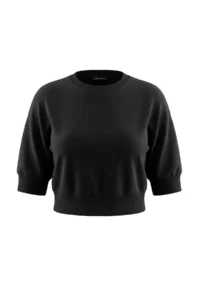 TRENDYOLMİLLA Black Thick Truvakar Balloon Sleeve Knitting Regular Pattern Crop Length Sweatshirt - Image 6