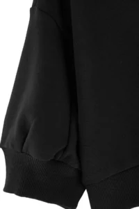 TRENDYOLMİLLA Black Thick Truvakar Balloon Sleeve Knitting Regular Pattern Crop Length Sweatshirt - Image 7