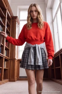 TRENDYOLMİLLA Dark Red Thick Without Raising Waist Fitting Regular Pattern Crop Length Knitting Sweatshirt - Image 3
