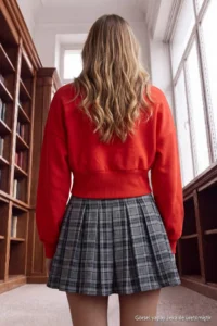 TRENDYOLMİLLA Dark Red Thick Without Raising Waist Fitting Regular Pattern Crop Length Knitting Sweatshirt - Image 5