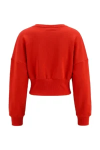 TRENDYOLMİLLA Dark Red Thick Without Raising Waist Fitting Regular Pattern Crop Length Knitting Sweatshirt - Image 9