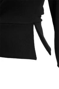 TRENDYOLMİLLA Black Thick Without Raising Asymmetric Collar Waist Fitting Oversized/Wide Cut Knitting Sweatshirt - Image 5