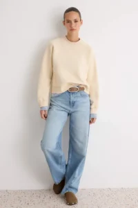 TRENDYOLMİLLA Stone Thick Inside Fleece Oversized/Wide Cut High Neck Raglan Sleeve Knitting Sweatshirt - Image 2
