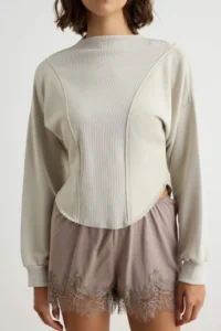 TRENDYOLMİLLA Stone fragmented Cut Thick Oversized Wide Cut High Neck Knitting Sweatshirt - Image 3