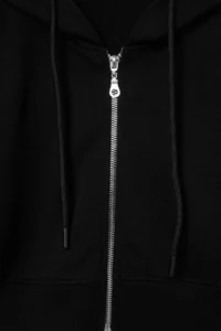 TRENDYOLMİLLA Black Zippered Hooded Drop Sleeve Kordonlu Super Crop Thick Knitting Cardigan/Sweatshirt - Image 2