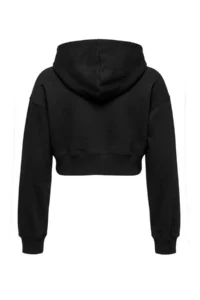 TRENDYOLMİLLA Black Zippered Hooded Drop Sleeve Kordonlu Super Crop Thick Knitting Cardigan/Sweatshirt - Image 3
