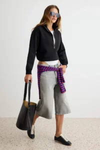 TRENDYOLMİLLA Black Thick Zippered High Neck Oversized/Wide Cut Knitting Sweatshirt - Image 2