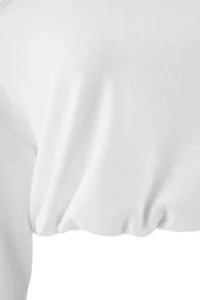 TRENDYOLMİLLA Ecru Omuz Detailed Asymmetric Collar Oversized/Wide Cut Elastic Waist Knitting Sweatshirt - Image 2