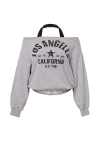 TRENDYOLMİLLA Gray Melange 2 Sets Asymmetric Collar City Printed Oversized/Wide Cut Knitting Sweatshirt - Image 7