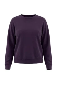 TRENDYOLMİLLA Dark Purple Soft Touch Oversized/Wide Cut Crew Neck Knitting Sweatshirt - Image 5