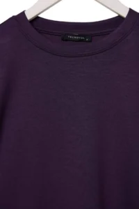 TRENDYOLMİLLA Dark Purple Soft Touch Oversized/Wide Cut Crew Neck Knitting Sweatshirt - Image 6