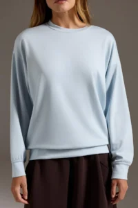 TRENDYOLMİLLA Light BLUE Soft Touch Oversized/Wide Cut Crew Neck Knitting Sweatshirt - Image 3