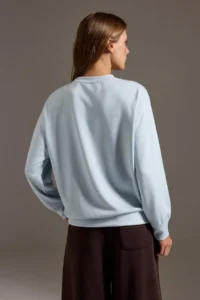 TRENDYOLMİLLA Light BLUE Soft Touch Oversized/Wide Cut Crew Neck Knitting Sweatshirt - Image 4