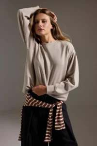 TRENDYOLMİLLA Stone Soft Touch Oversized/Wide Cut Crew Neck Knitting Sweatshirt