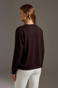 TRENDYOLMİLLA Brown Soft Touch Regular Pattern Crew Neck Knitting Sweatshirt - Image 4