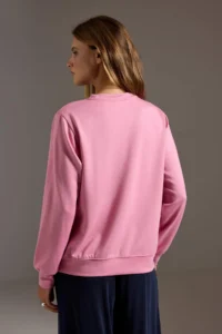 TRENDYOLMİLLA Dusty ROSE Soft Touch Regular Pattern Crew Neck Knitting Sweatshirt - Image 4