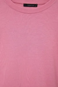 TRENDYOLMİLLA Dusty ROSE Soft Touch Regular Pattern Crew Neck Knitting Sweatshirt - Image 6