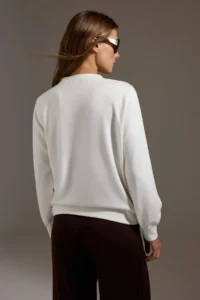 TRENDYOLMİLLA Ecru Soft Touch Oversized/Wide Cut Crew Neck Knitting Sweatshirt - Image 4