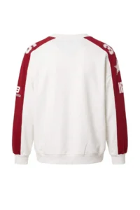 TRENDYOLMİLLA Ecru Color Bloklu College Printed Thick Oversized/Wide Cut V-neck Knitting Sweatshirt - Image 10